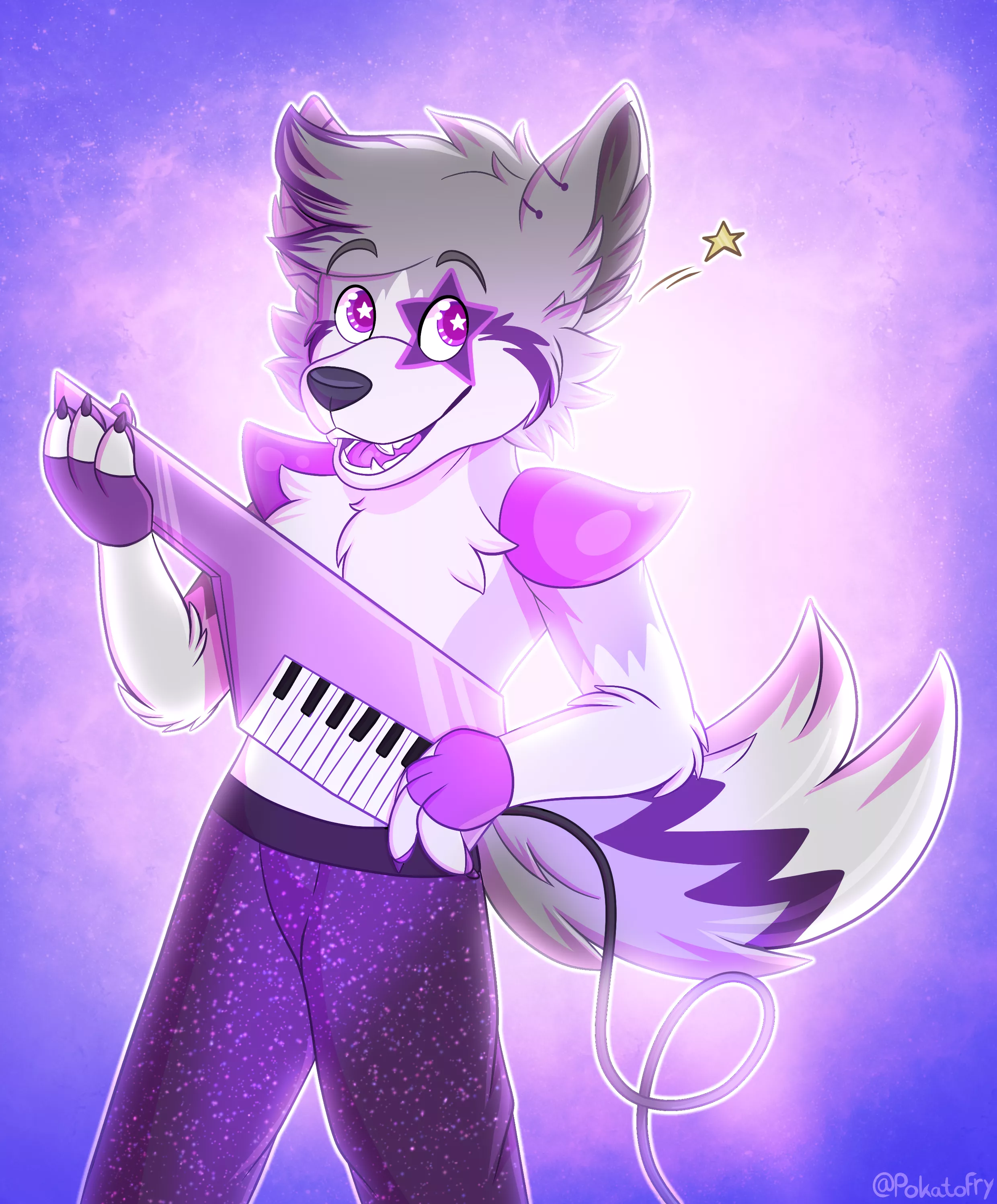 My sona drawn as a character from FNaF: Security Breach (Art by me, @PokatoFry on Twitter)