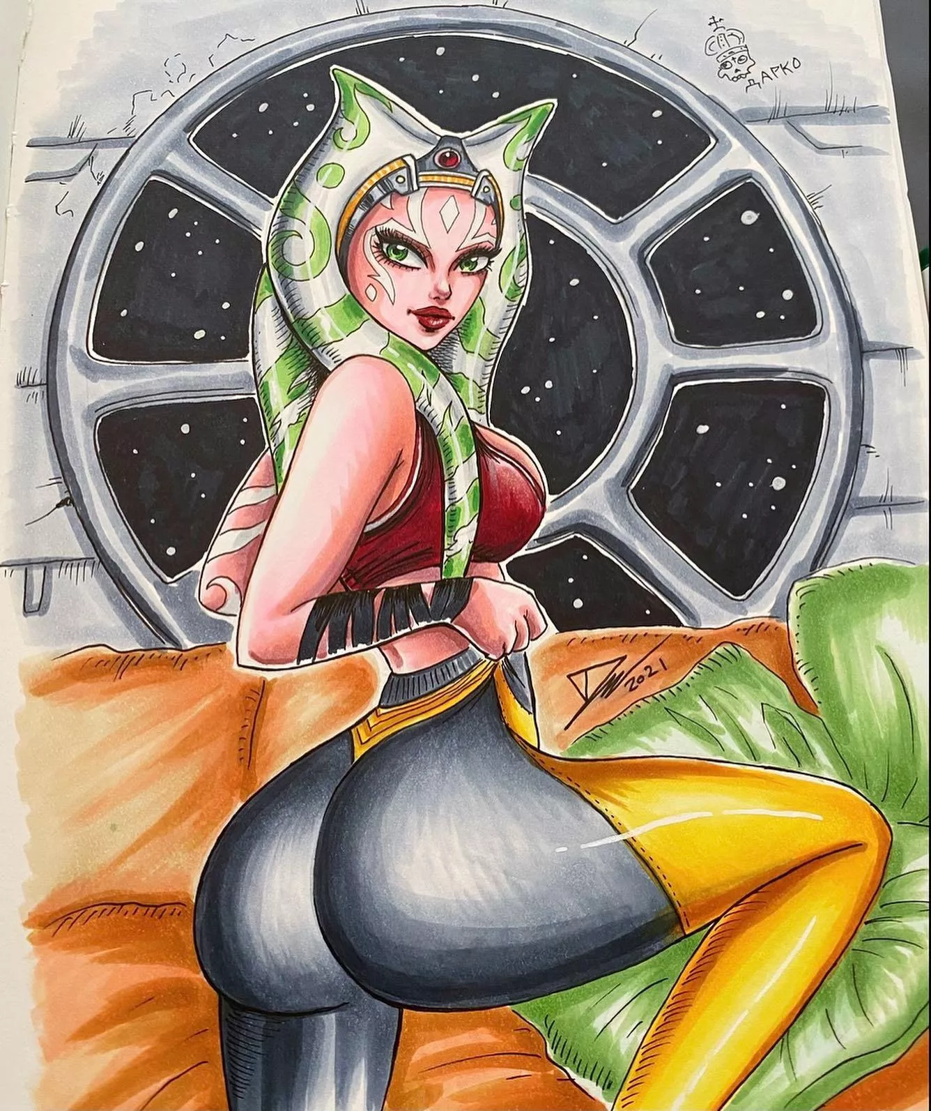 My Star Wars OC #Niisha is getting dressed in a spaceship, after enjoying life 😊 She needs some iconic clothes, so here they are 😁🍑🎨 What do you think guys? Do you want to see more of her? ( darko_tattoo )