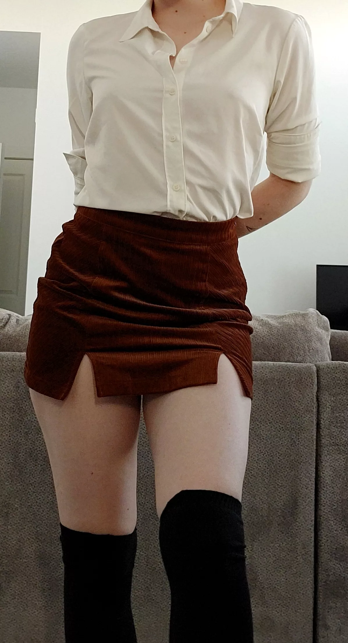 My thighs are kinda bursting out of this skirt and these socks 😂🖤