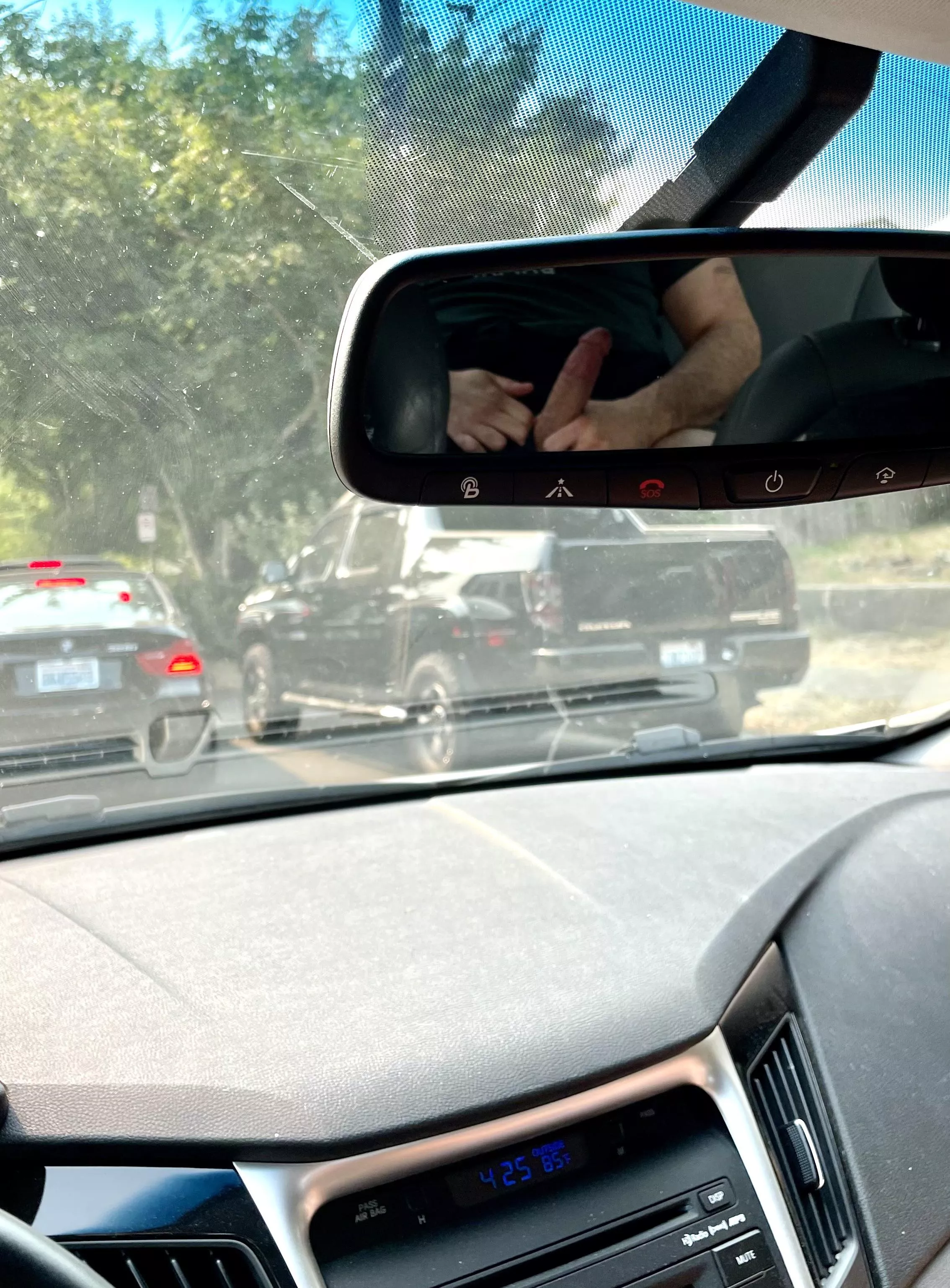 My Uber passenger decided to pull this hog out at stop light. My Uber passenger decided to pull this hog out at stop light.