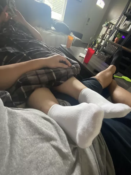My wife just hanging out, she wonโt let me take off her socks!! ๐ฅบ๐ฅบ