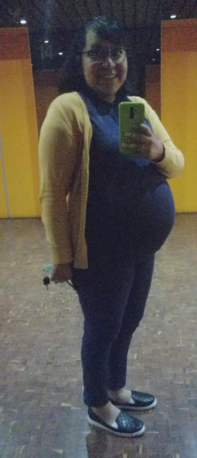 My wife was really happy with her belly, and more because she knows is a stranger's baby