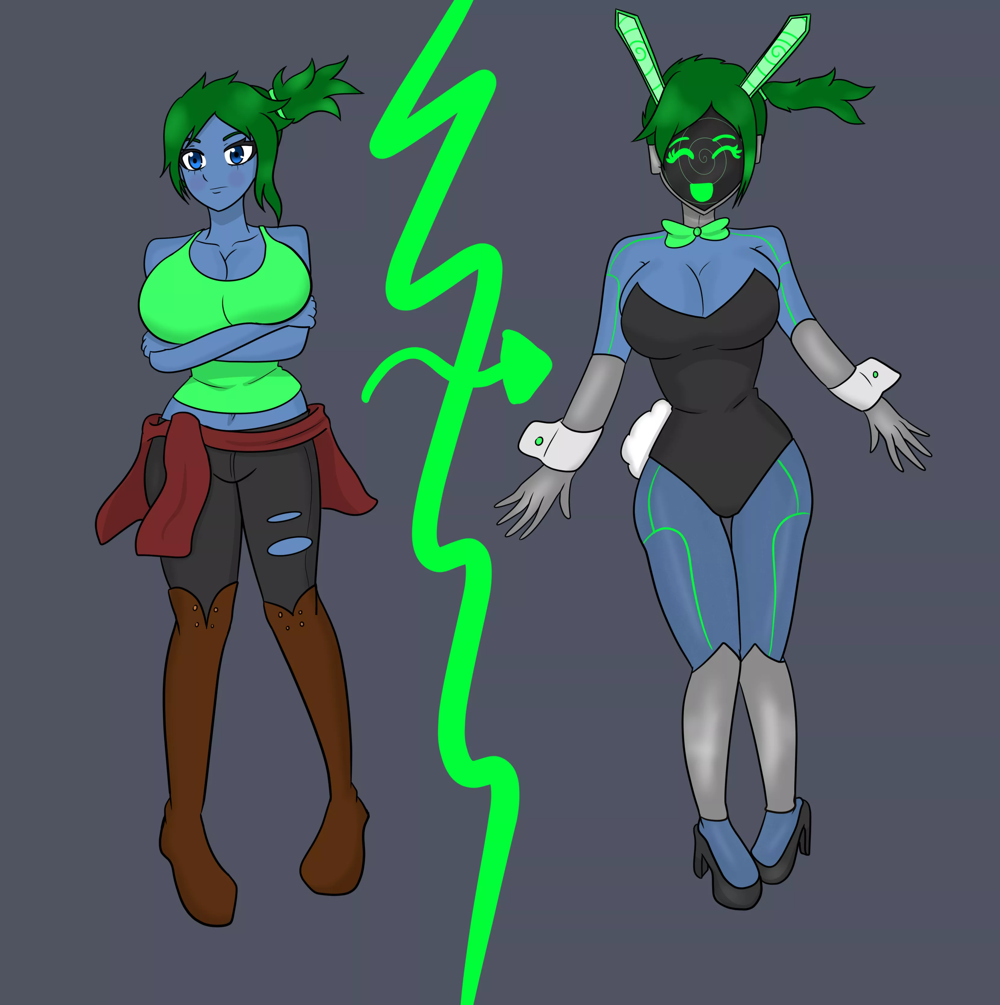 Myra into Bunnybot! Happy to serve (My OC, art by a-sleepy-kai)