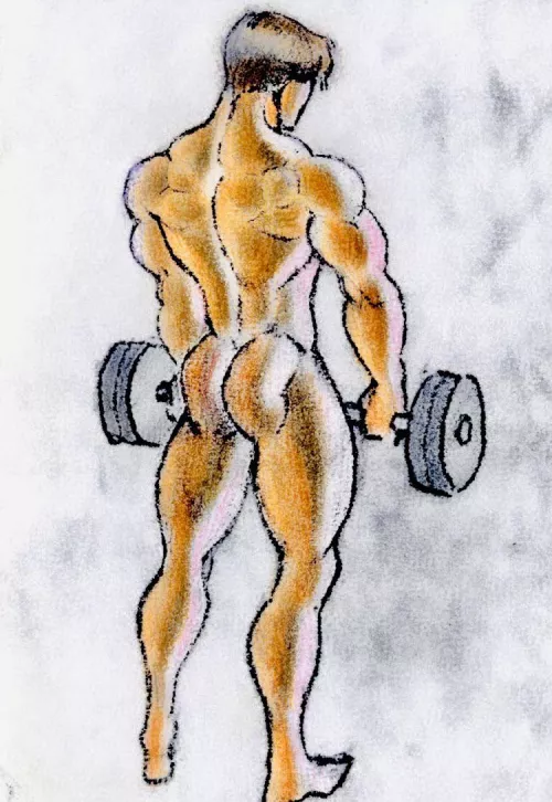 Naked bodybuilder (unknown artist)