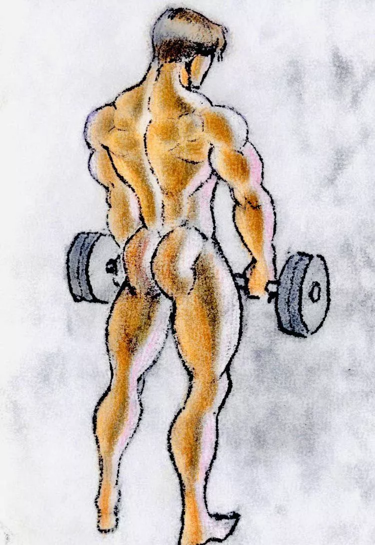Naked bodybuilder (unknown artist)