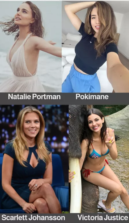 Natalie Portman vs. Pokimane vs. Scarlett Johansson vs. Victoria Justice