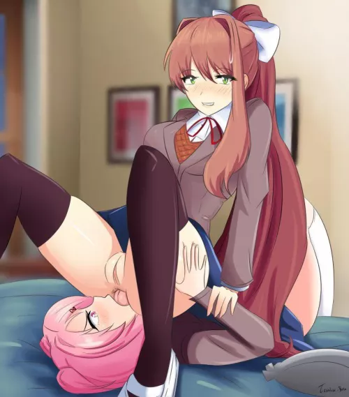 Natsuki tasting Monika (Tsundere-Baka)