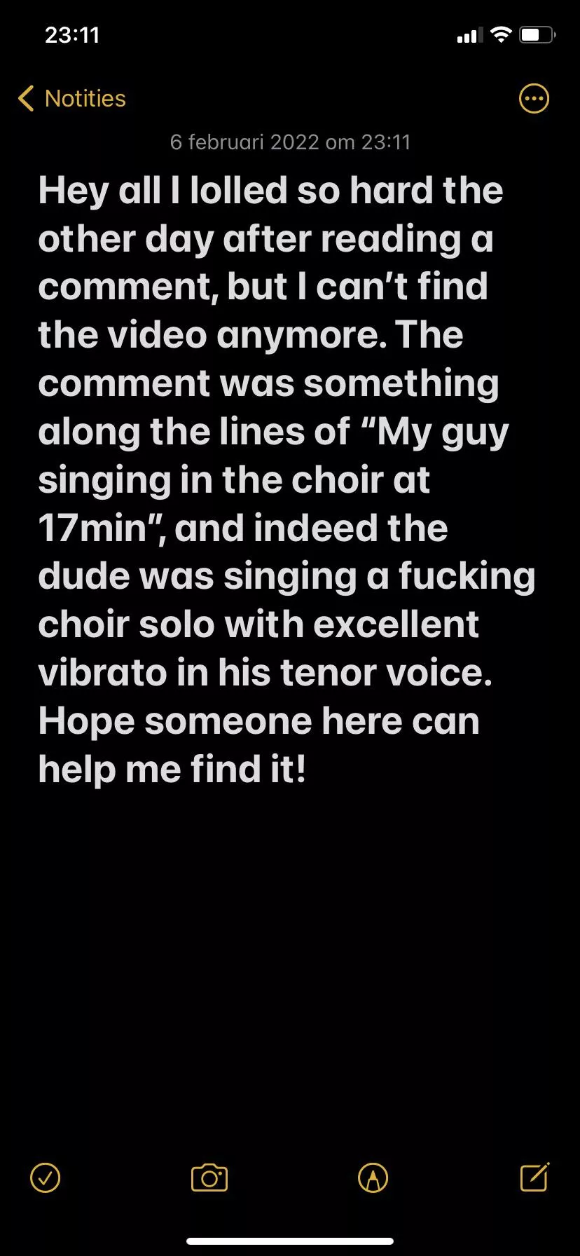 Need help finding a comment pweeease