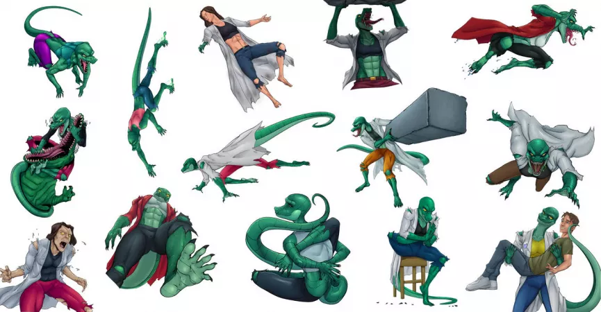 New one Action List of Liza doing her moves ! Yoga Holding a Rock Jump from Above Transformation Crawling at Walls Stomping at you Cutting off her old claws Holding her Brother Eric and ETC