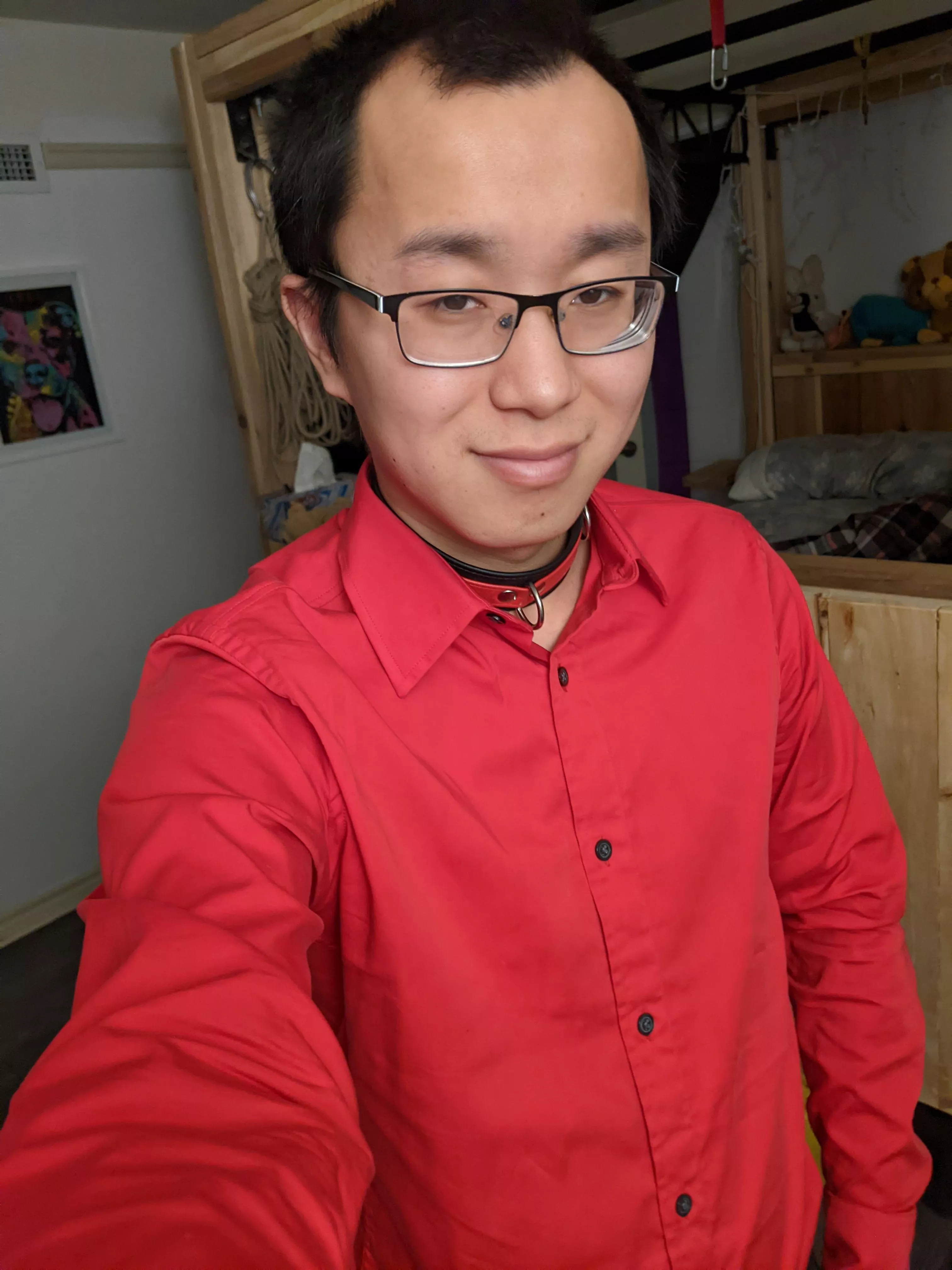 New year's outfit. I felt confidant enough to wear my collar with the guest around.