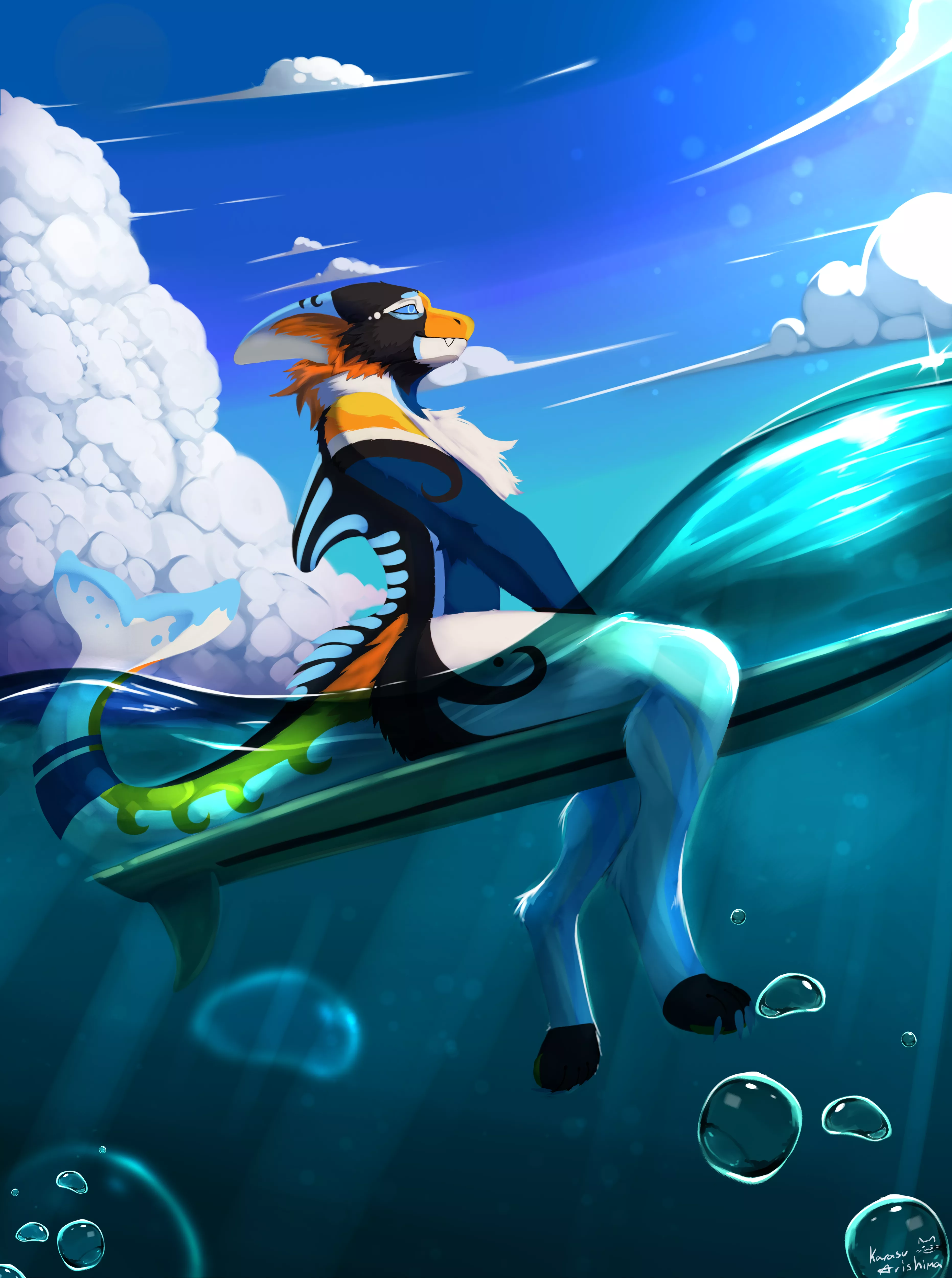 Newest art piece I received of my manokit Kaimana. This art was done by the wonderful Karasu Art 🥺 I've never been more in love with an art piece its freaking beautiful 😍