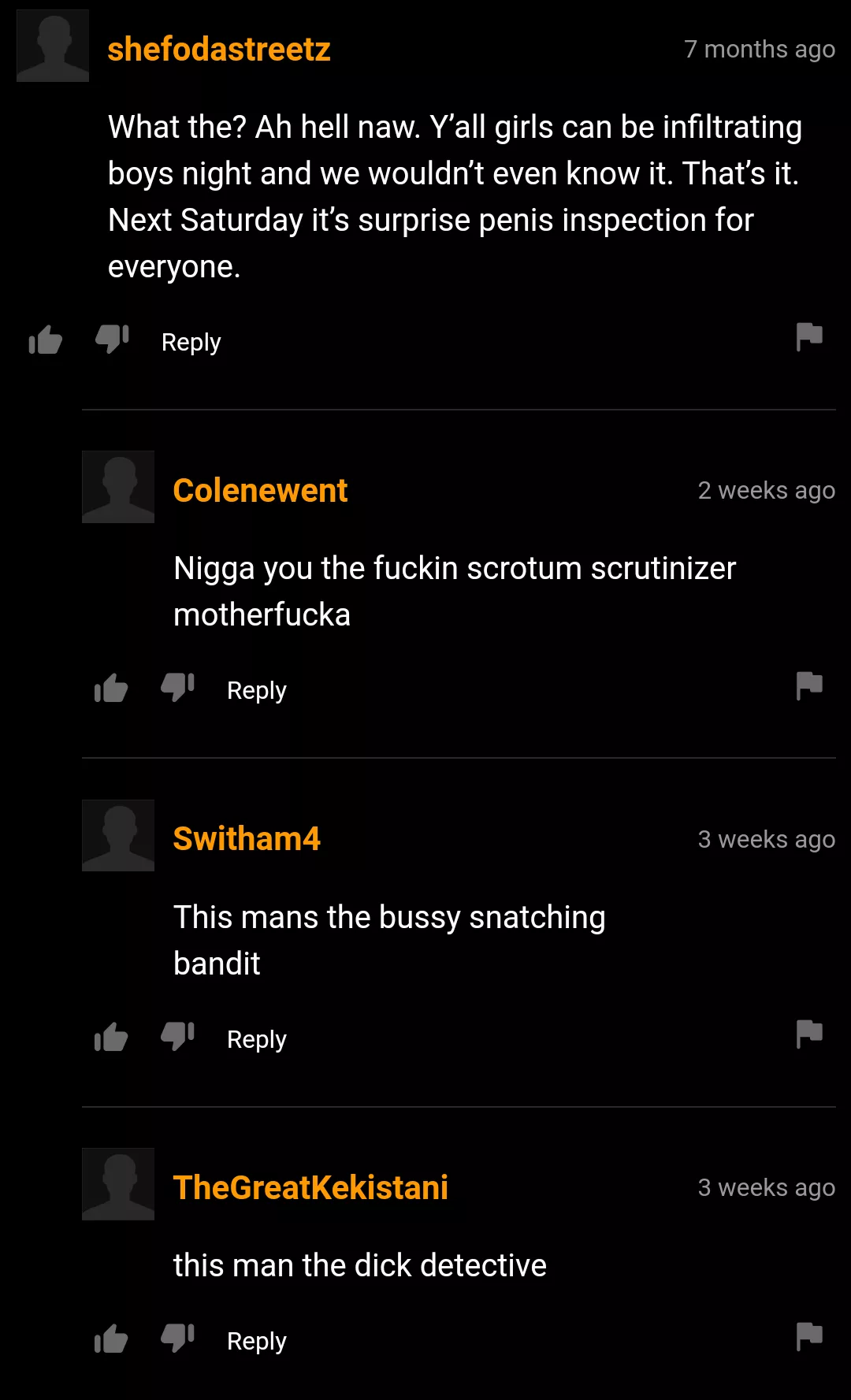 Next Saturday is surprise penis inspection for everyone