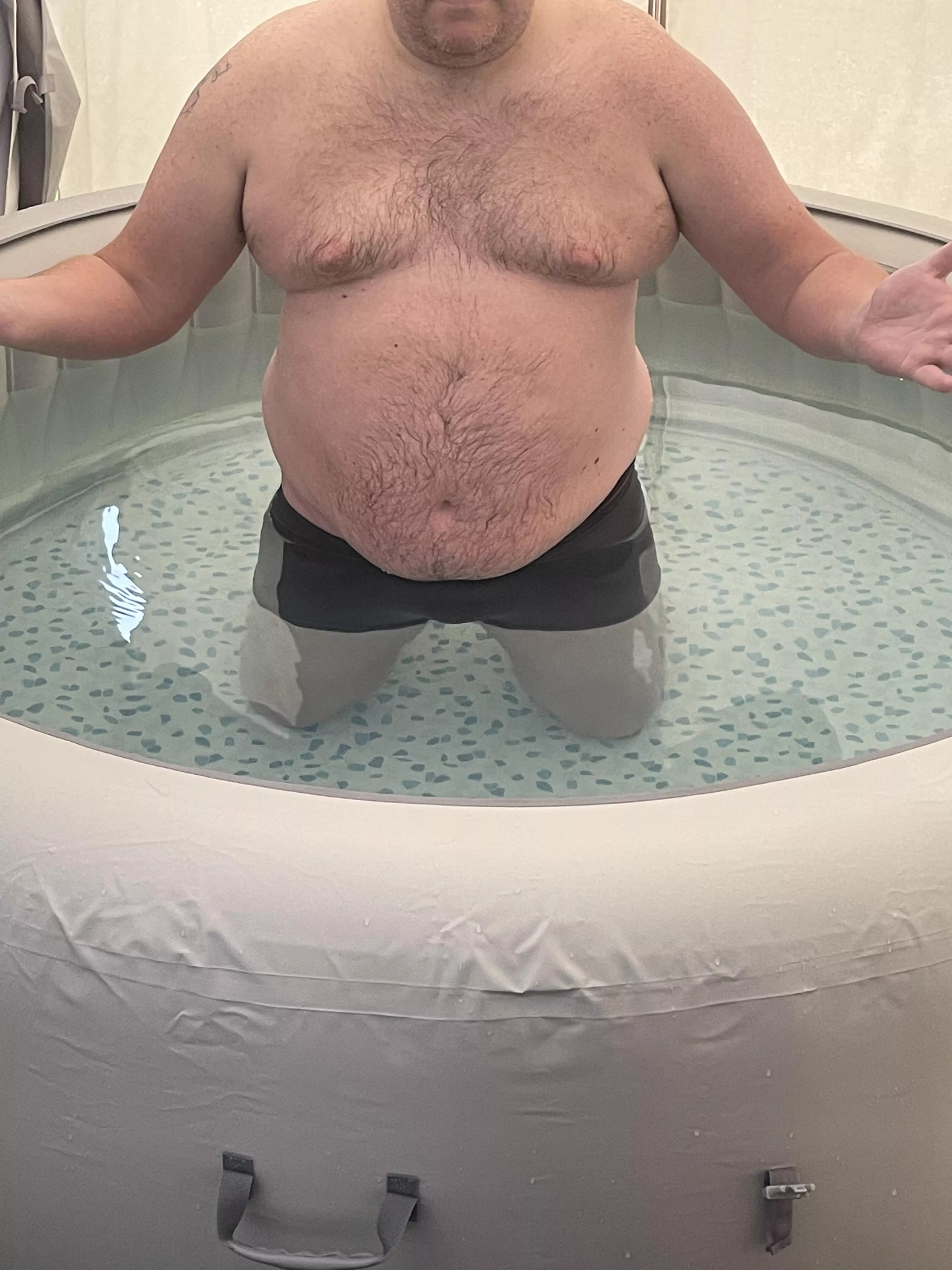 Nice big bear in the hot tub. Who wants to join in ? Nice big bear in the hot tub. Who wants to join in ?