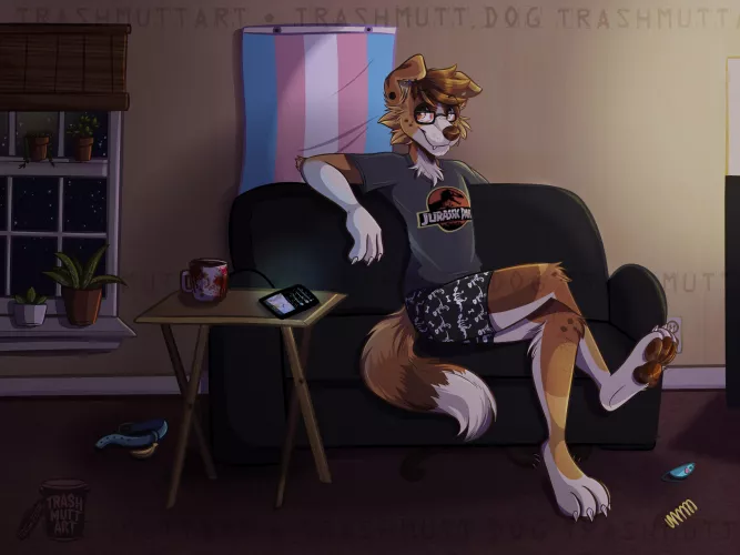 Night In 🐶 (art by me - TrashmuttArt on Twitter)