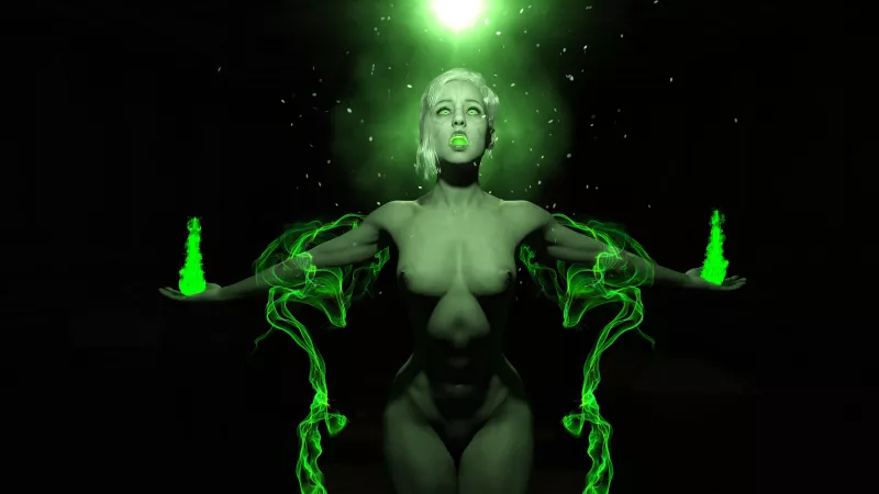 Nightsister Merrin working her magic. By me [DrinkerofSkies]