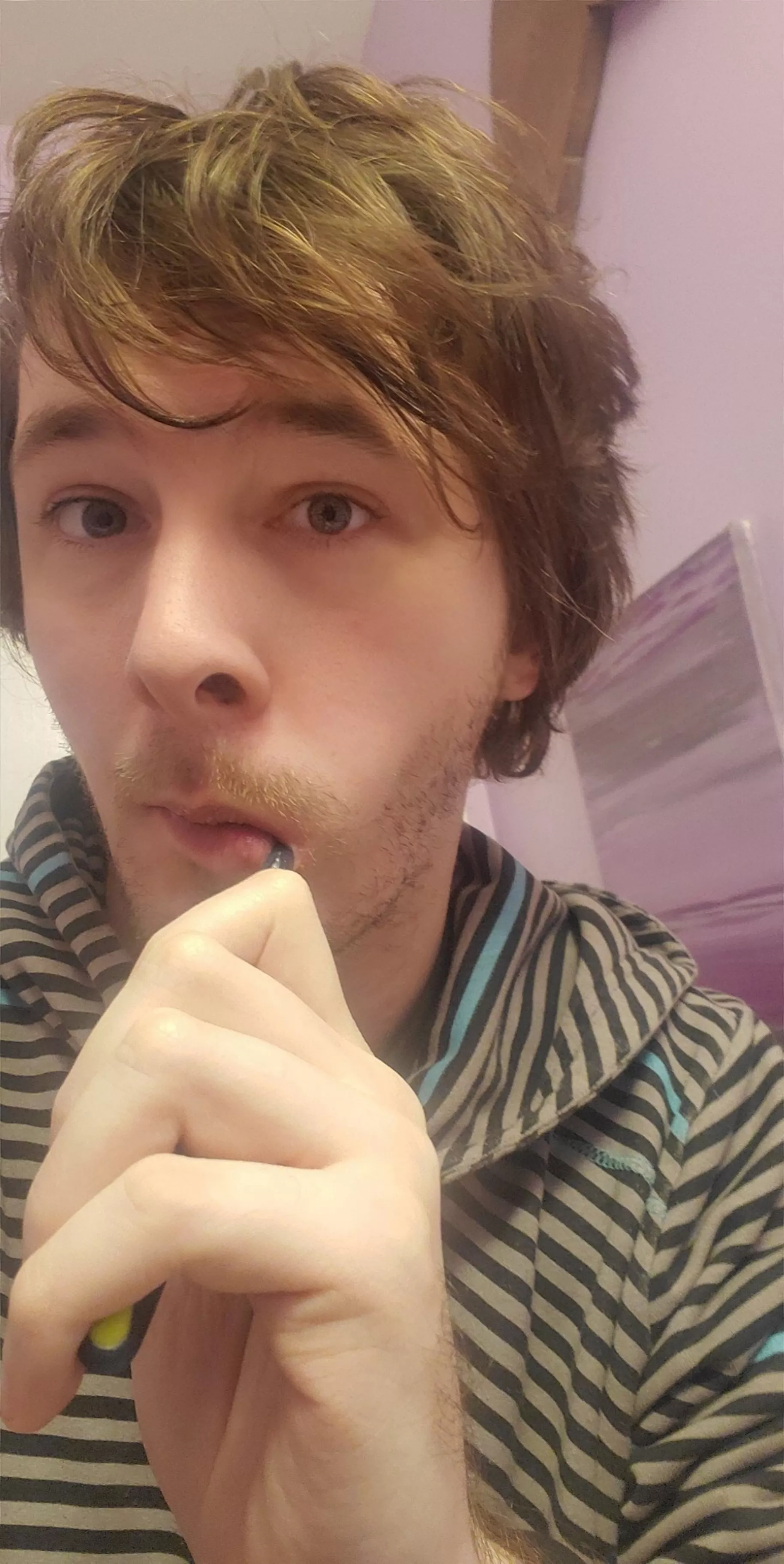 No filter messy hair brushing my dental bones candid af selfie time!