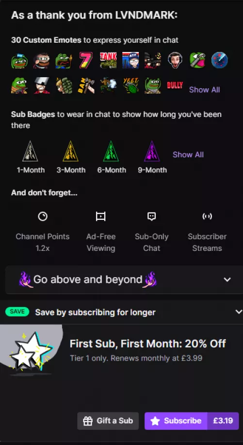 No option for twitch prime sub ? anyone know how to fix or if im doing something wrong