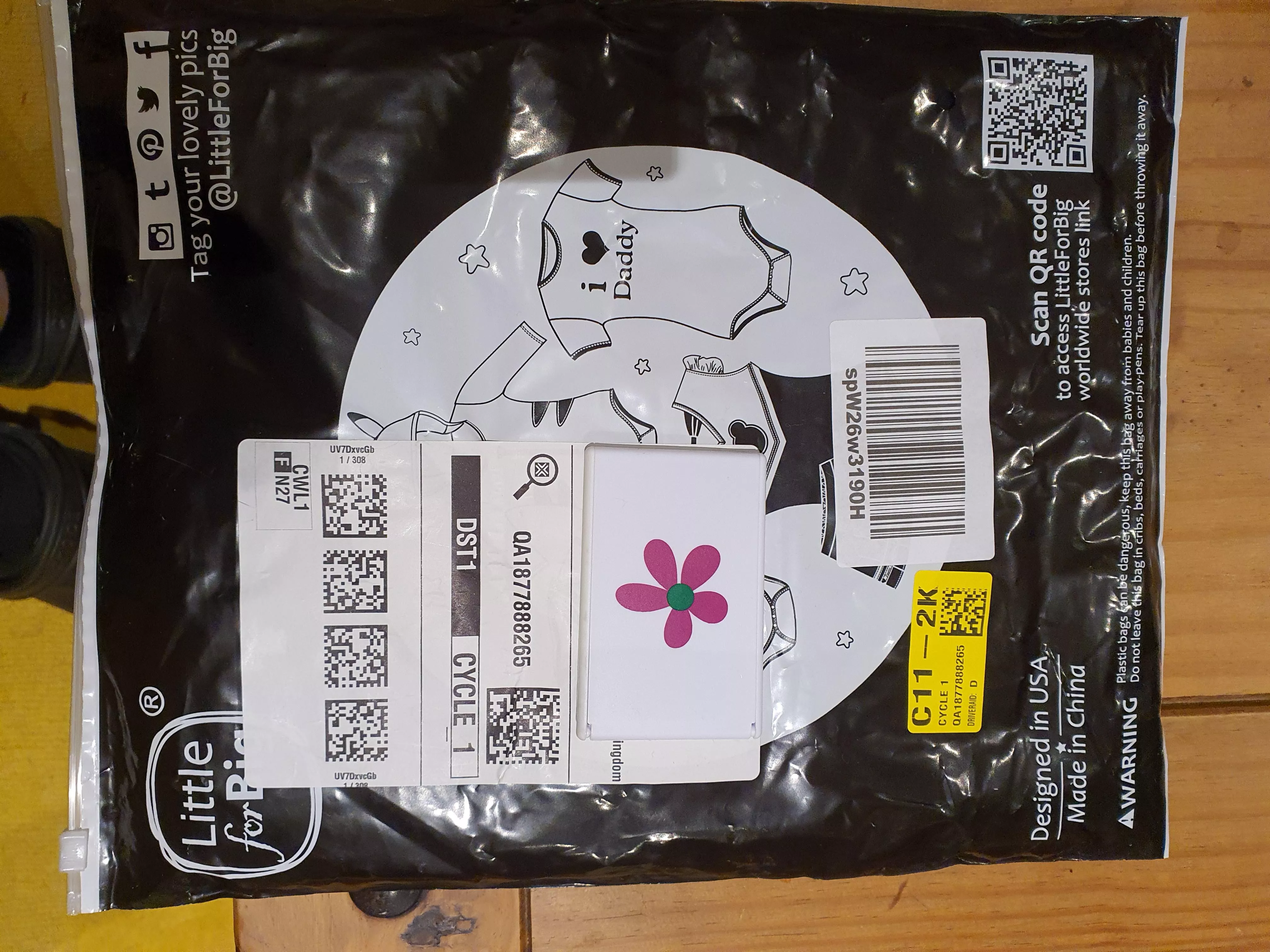 Not discreet packaging! I purchased a onsie from the little for big store on amazon, for the free next day delivery and this is how it arrived... Thankfully I didn't have to explain this to anyone but I'd recomend keeping clear from the amazon store if