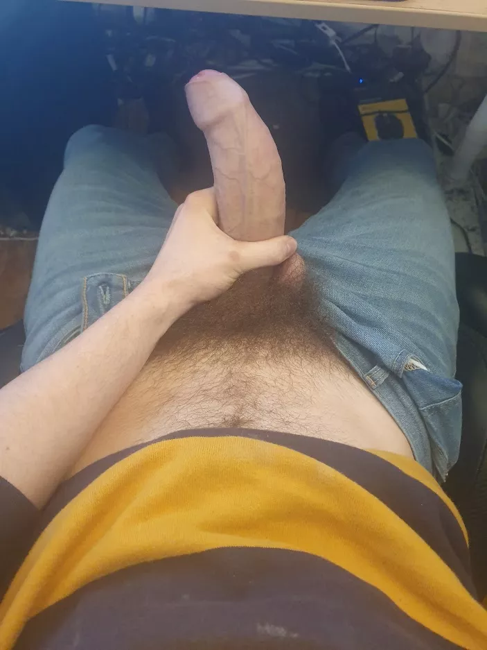 Not enough room in my pants for my huge cock