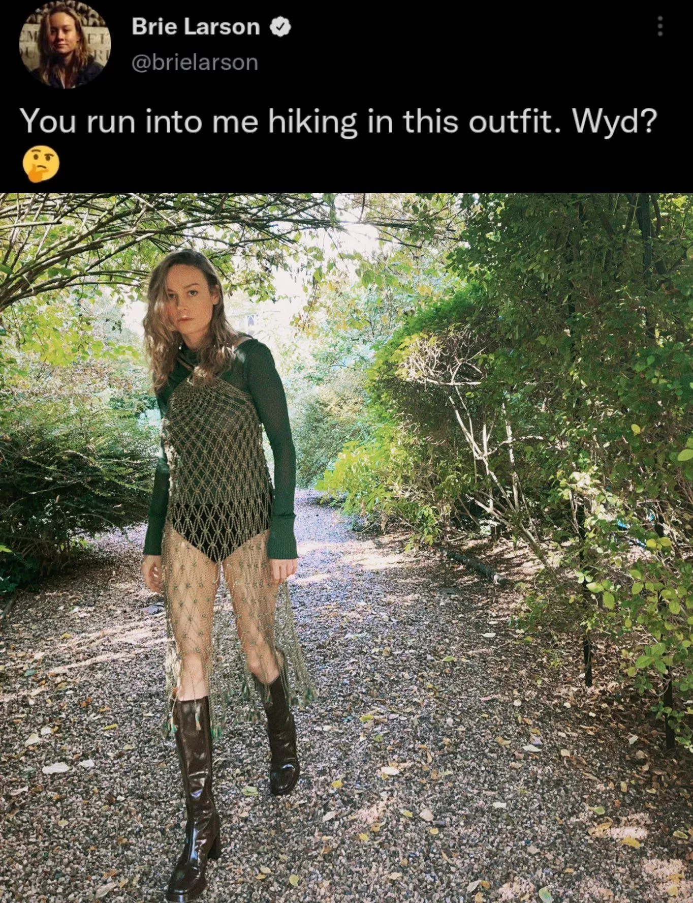 Not me, Brie Larson is asking. Not me, Brie Larson is asking.