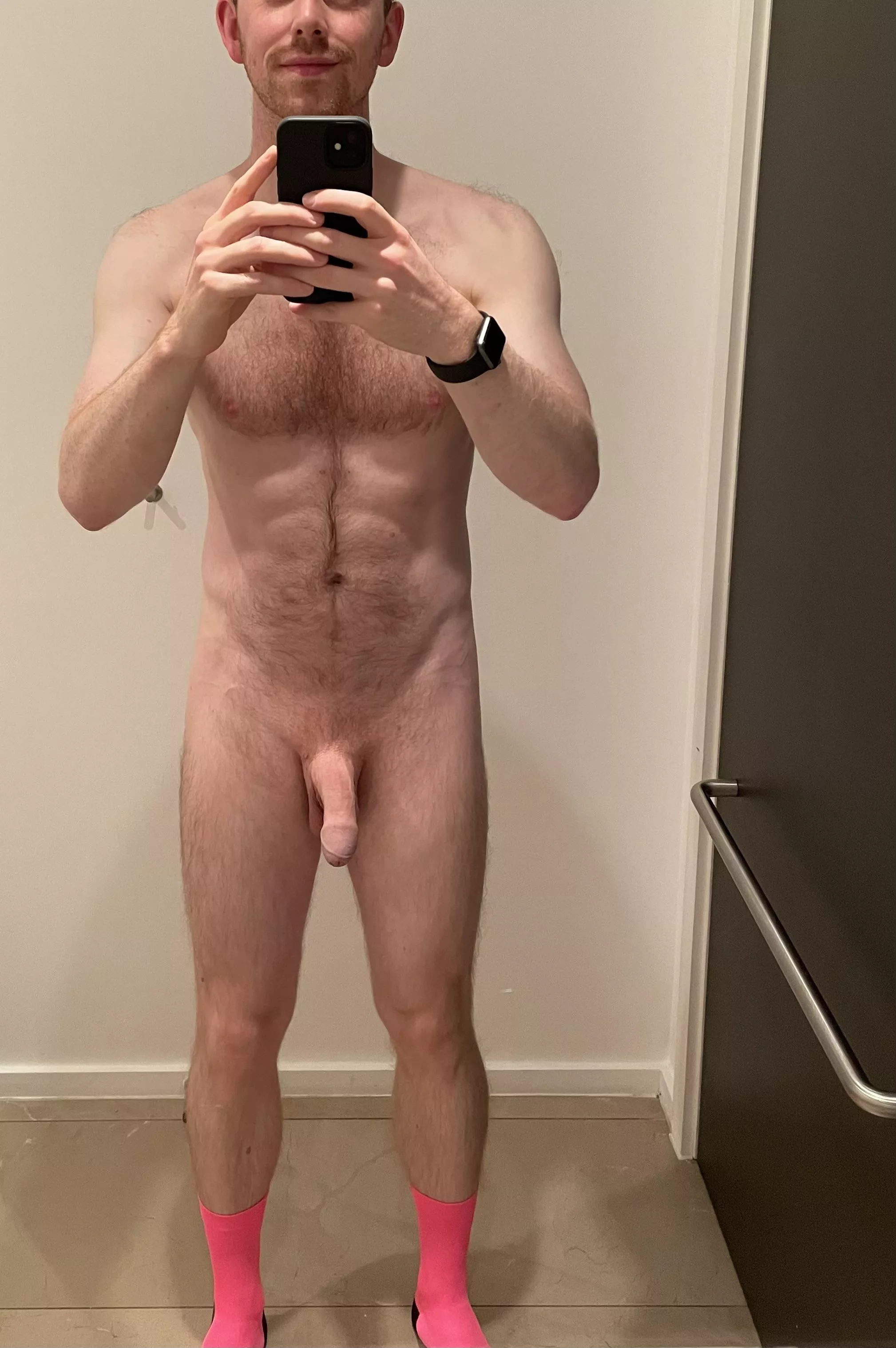 Nothing to see here…just a guy wearing nothing but hot pink cycling socks Nothing to see here…just a guy wearing nothing but hot pink cycling socks