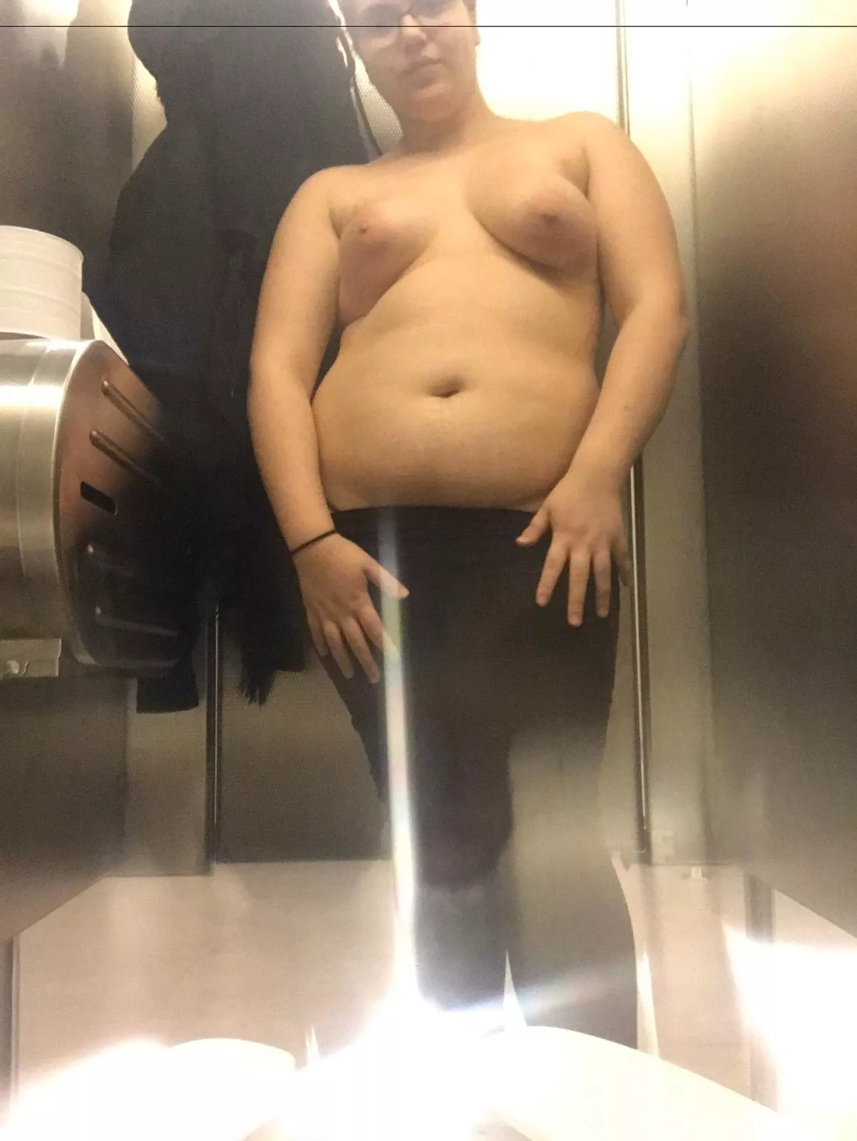 NSFW - Exposing my self at work washroom. Do you think master will like? #3