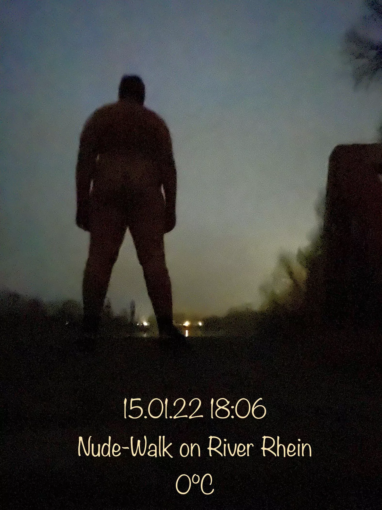 Nude-walk at the river at night. [M]