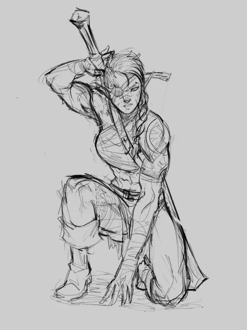 (OC) Elf Barbarian Sketch