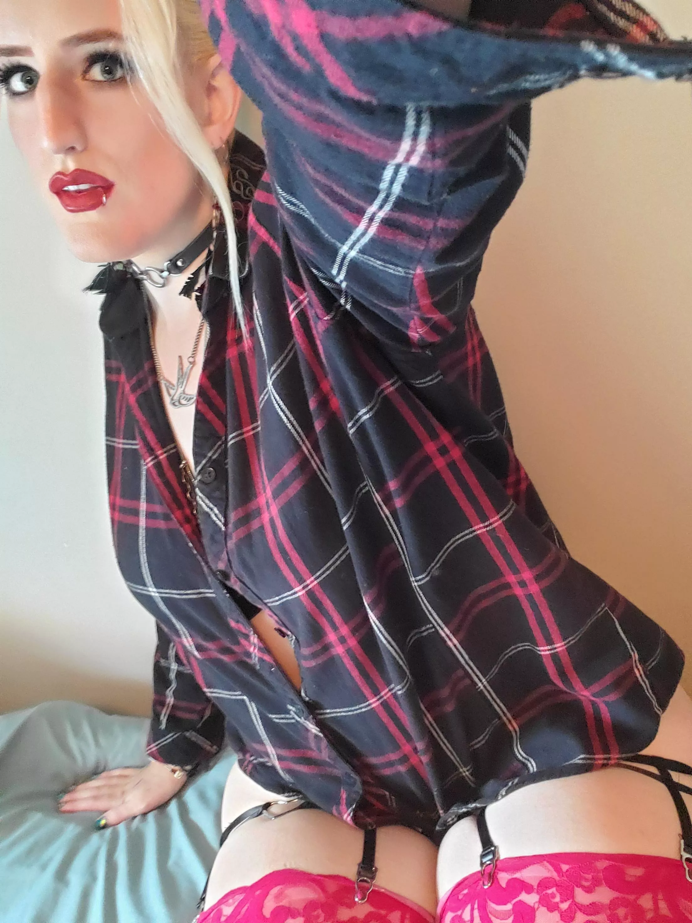 [OC] I've got a naughty little surprise under this comfy flannel 💋⛓️