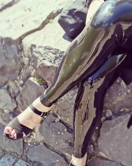 [OC] Shiny latex leggings and high heels