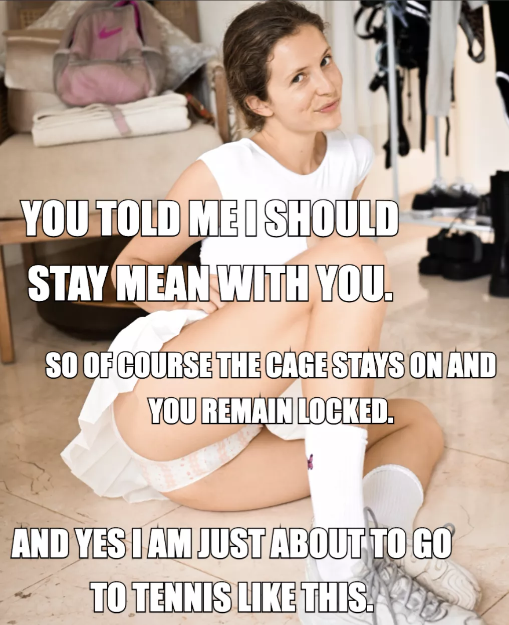 Of course, the cage stays on 🤭