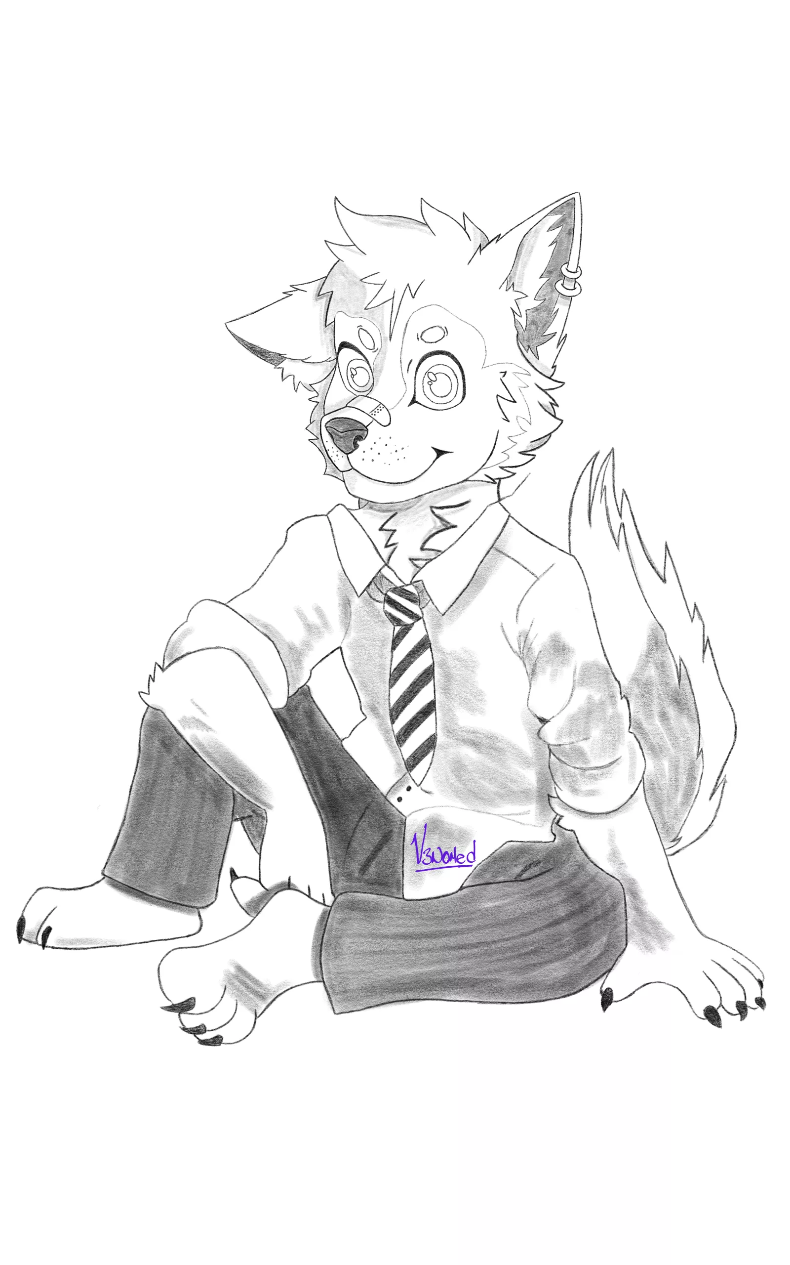 Office boy (pencil, b/w) by V3nomEd