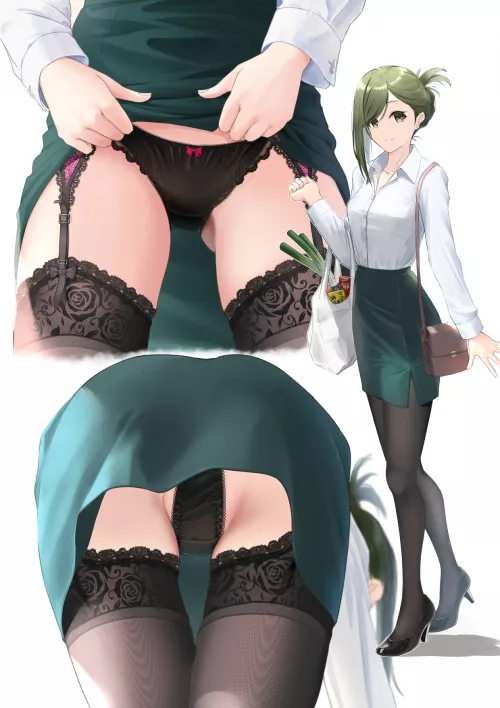 Office lady with lace lingerie? Well I think I might have found the perfect image!