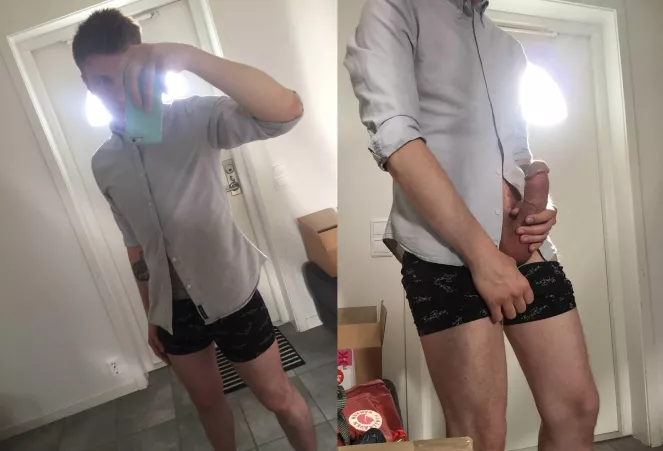 Oh no, I have to get dressed to go to work but I thought of you, and now I have this annoying hard on... Help me, you're my only hope!