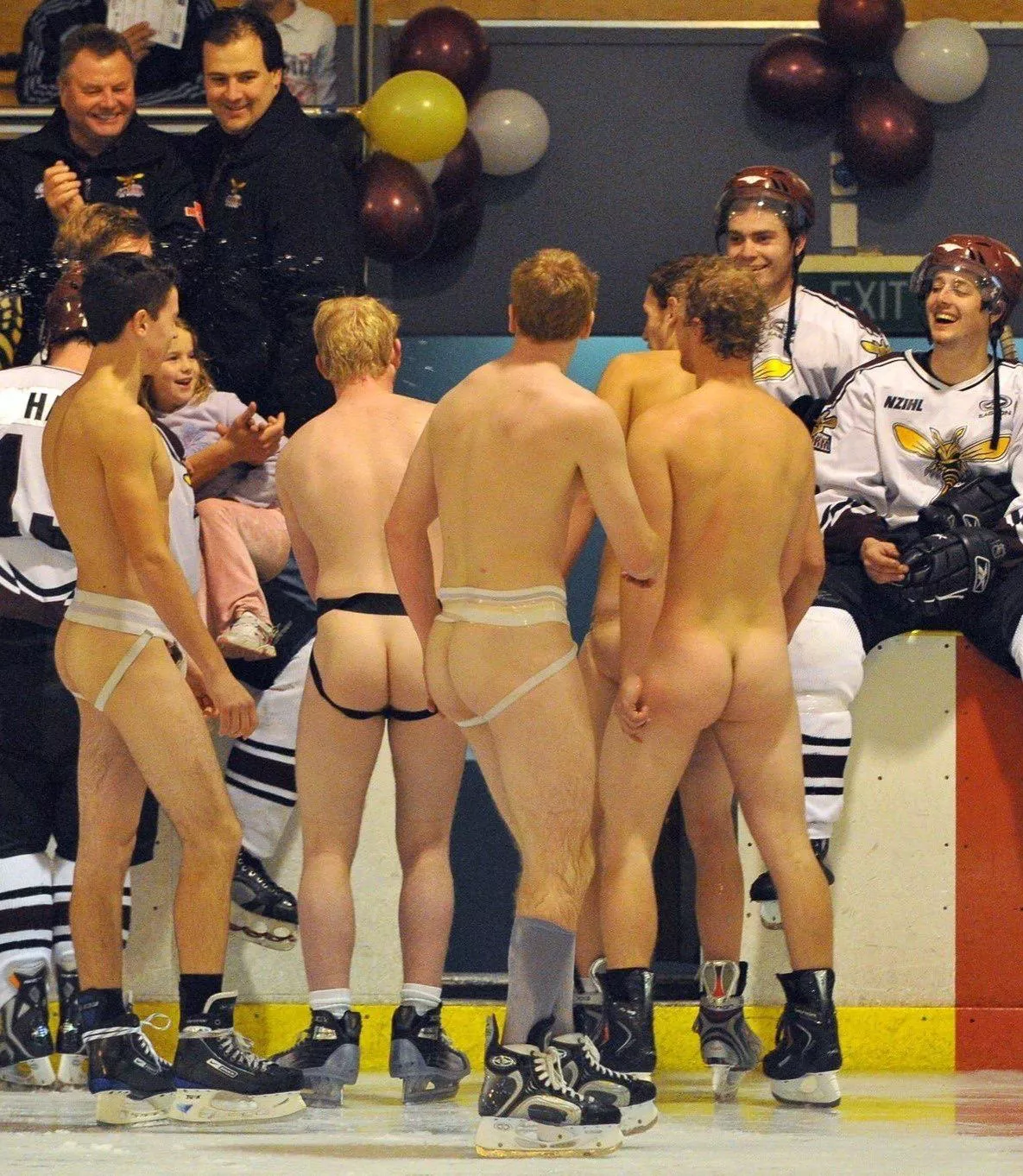 “On the ice hockey rink” …