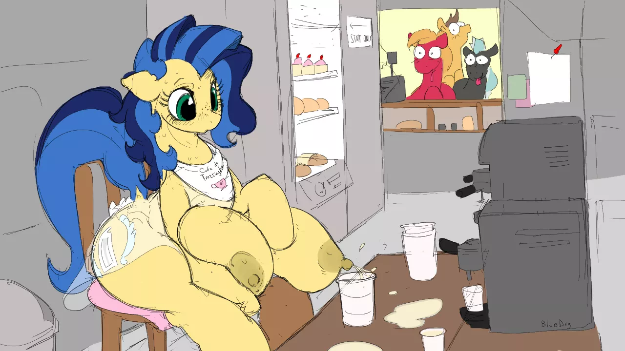 One iced latte with.....uhhh 😳😲