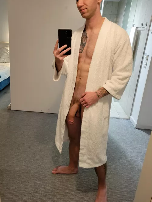 Oops, my robe came open 😉 Want to see how big it gets?