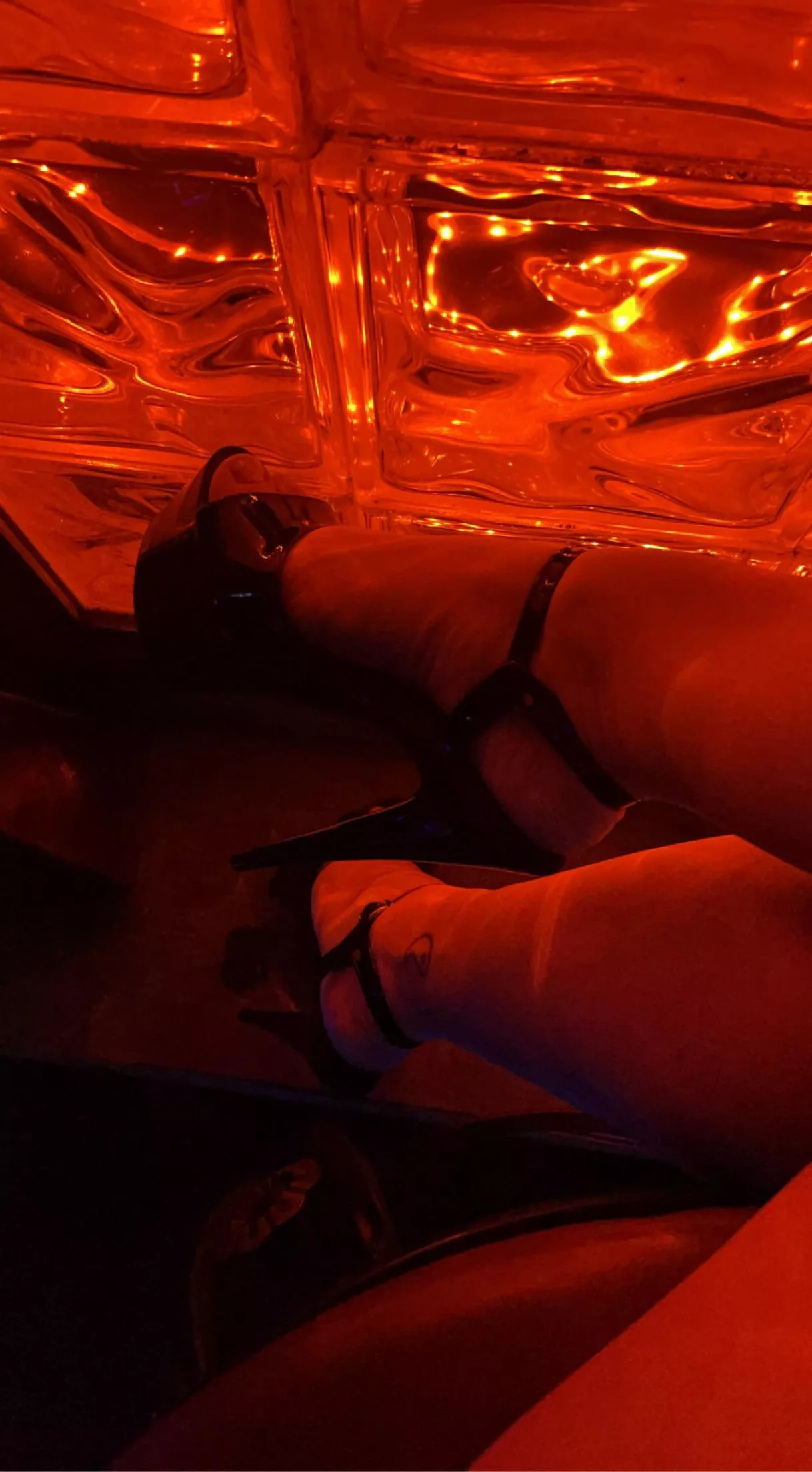 Out and about wearing my pleasers.