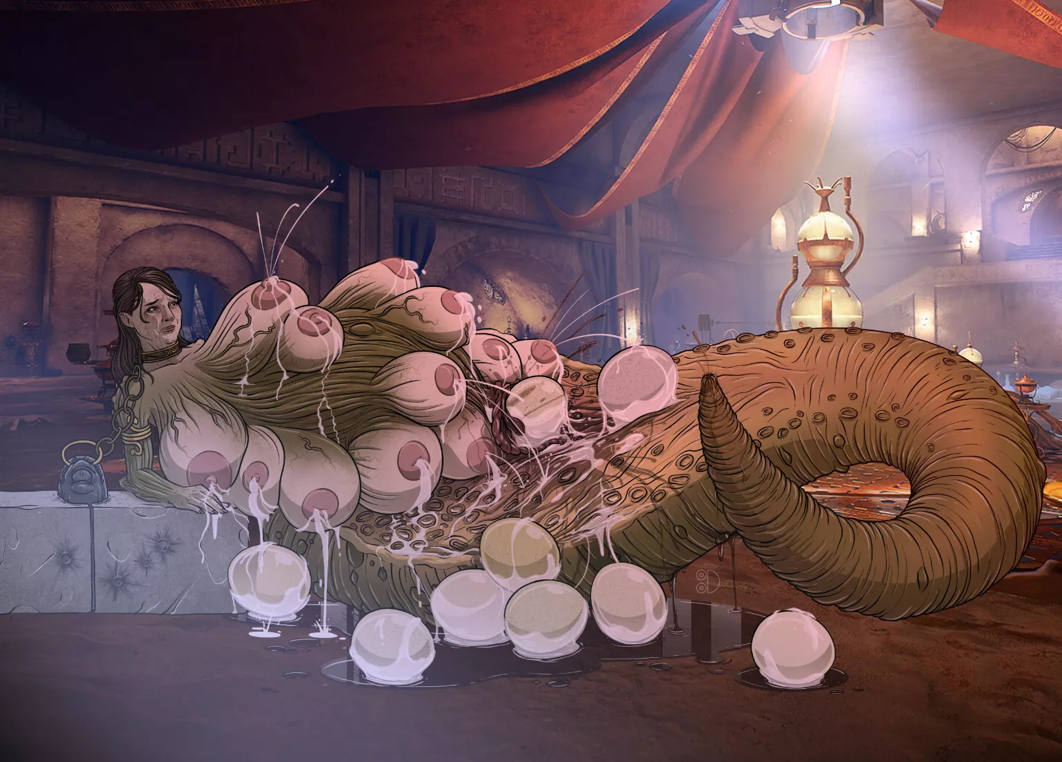 Padme continues her transformation into Hutt breeding stock [F -> alien] (Tittydispenser)