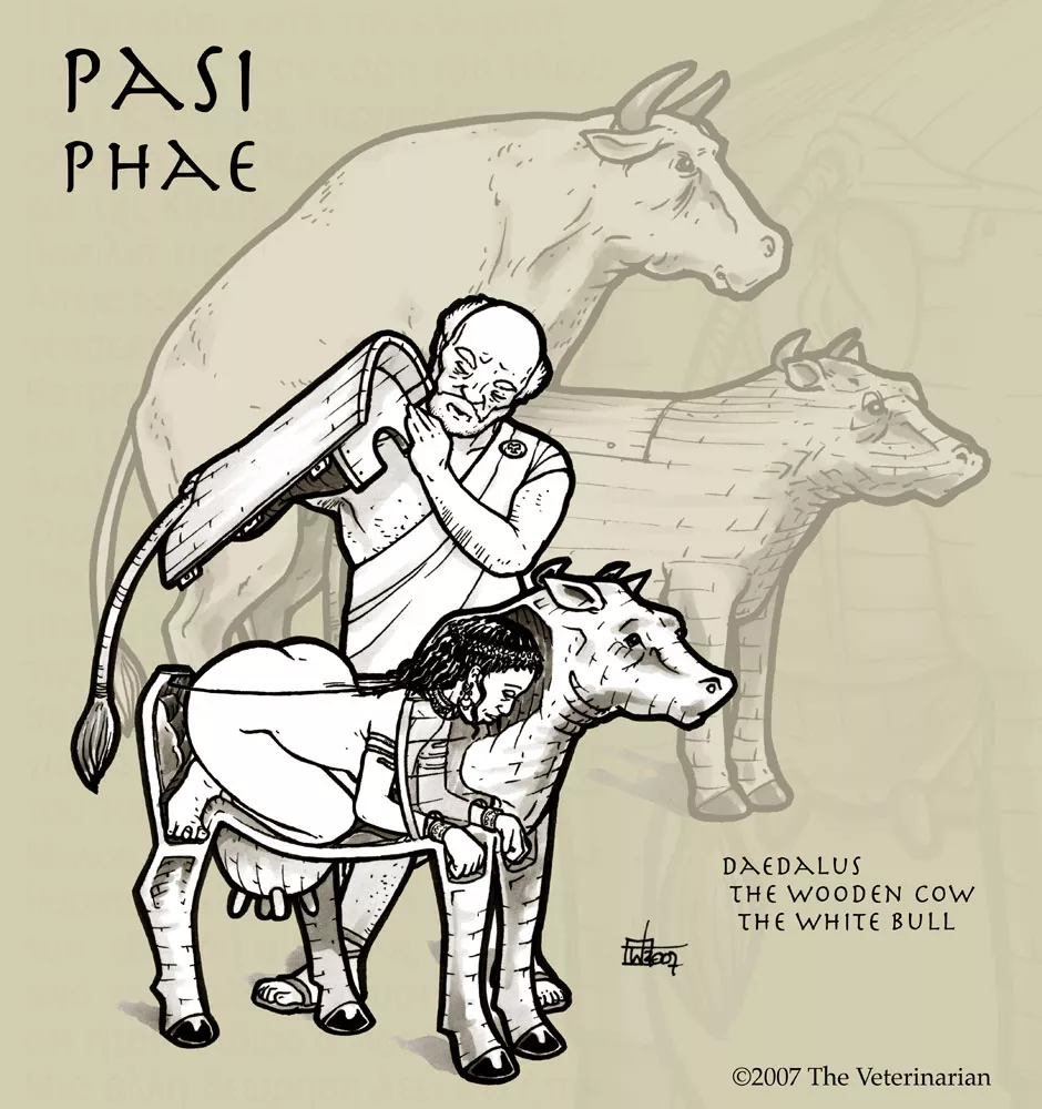 Pasiphae and Daedalus Testing the Wooden Cow [veterinarian]