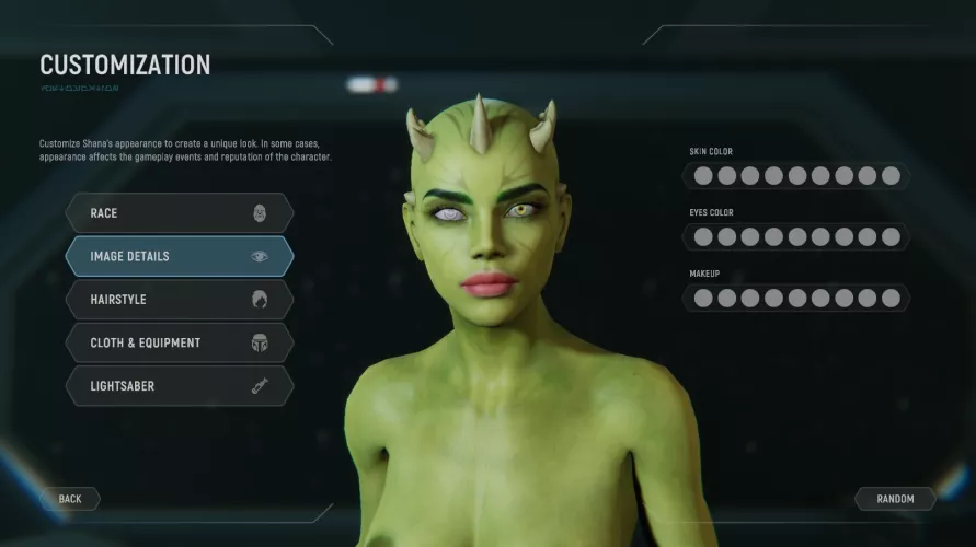 Path of lust W.I.P.: Shana as zabrak (StarLord Games).