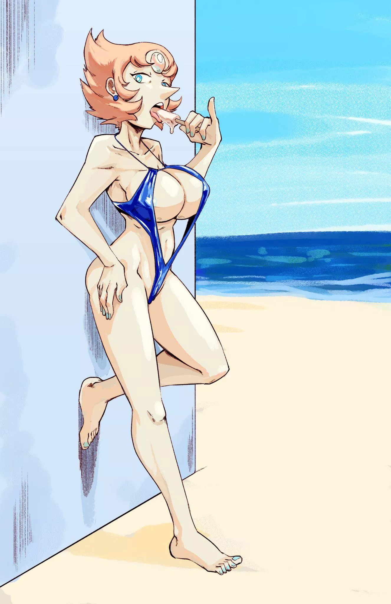 Pearl takes a day at the beach, tries a new form and a popsicle (art by box_chan_) Pearl takes a day at the beach, tries a new form and a popsicle (art by box_chan_)