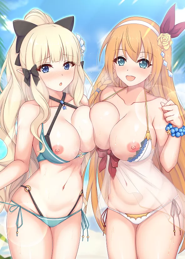 Pecorine & Saren showing off their perfect tits
