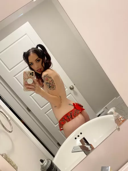 people think i'm an innocent shy girl. ๐ $3.50 sale on my page. ๐ฅ come watch me dress up as a school girl, show my tits, & suck cock. ๐ฅต link in comments.