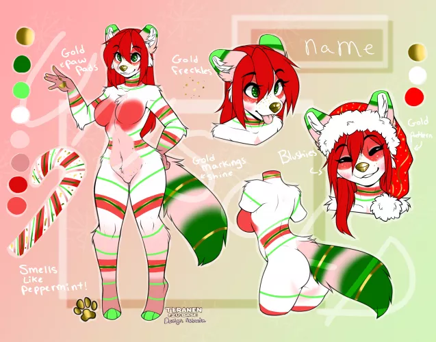 Peppermint Candy Cane Raccoon Adoptable OPEN