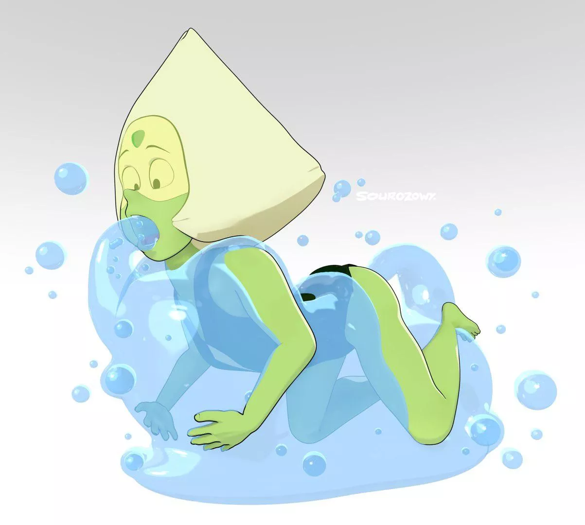 Peridot gets water tentacle’d (Art by sourozowy) Peridot gets water tentacle’d (Art by sourozowy)