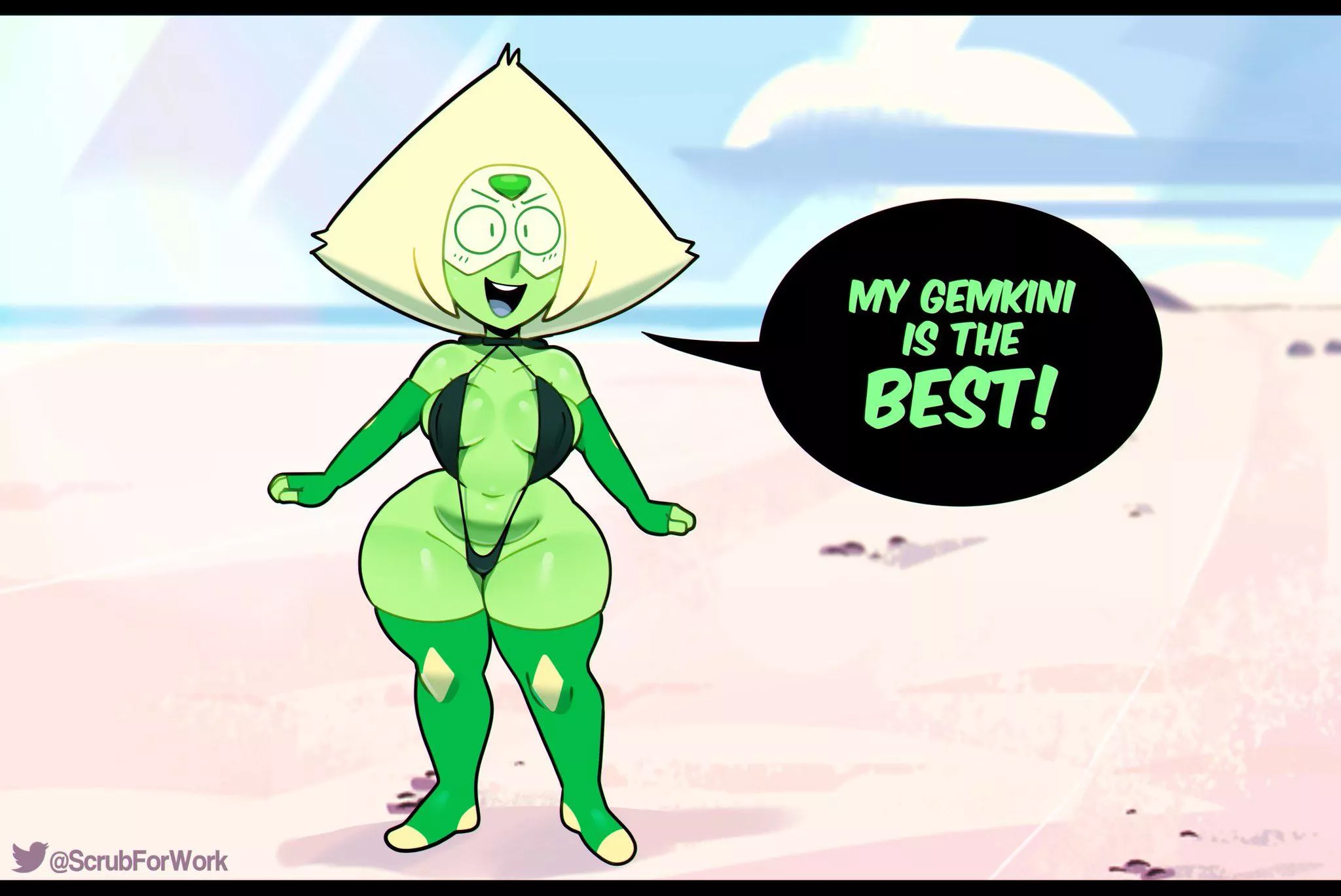 Peridot’s gemkini is the best! (Art by ScrubForWork) Peridot’s gemkini is the best! (Art by ScrubForWork)