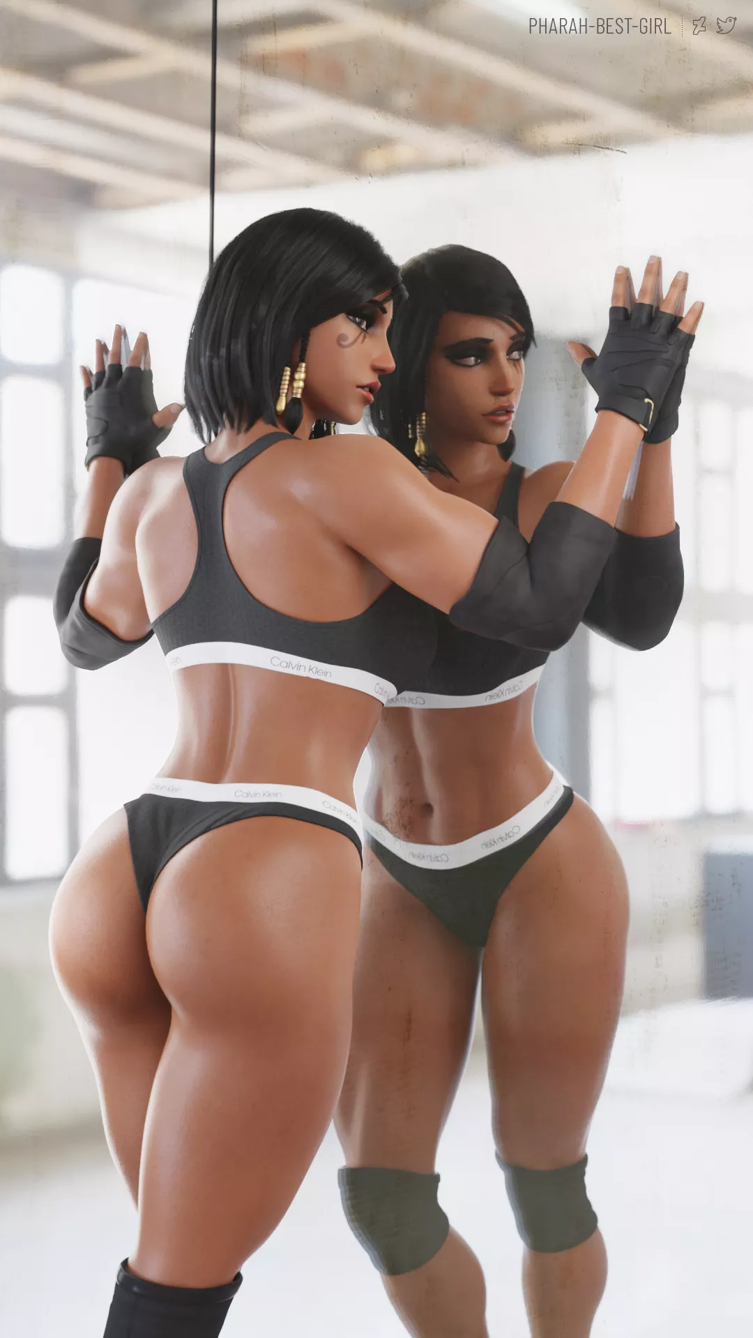 Pharah showing off that muscular body (pharah-best-girl)