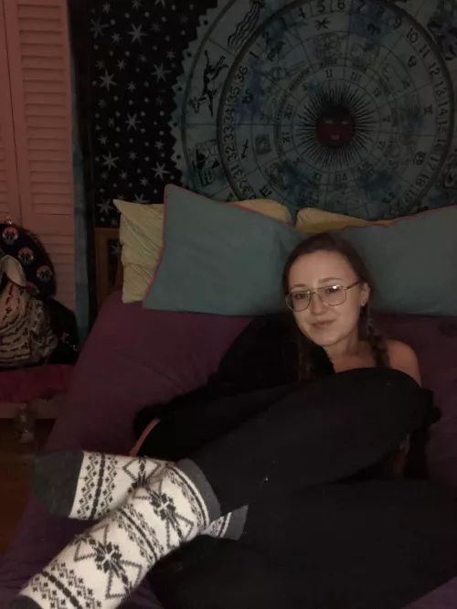 Pigtail braids and thick warm socks 😋