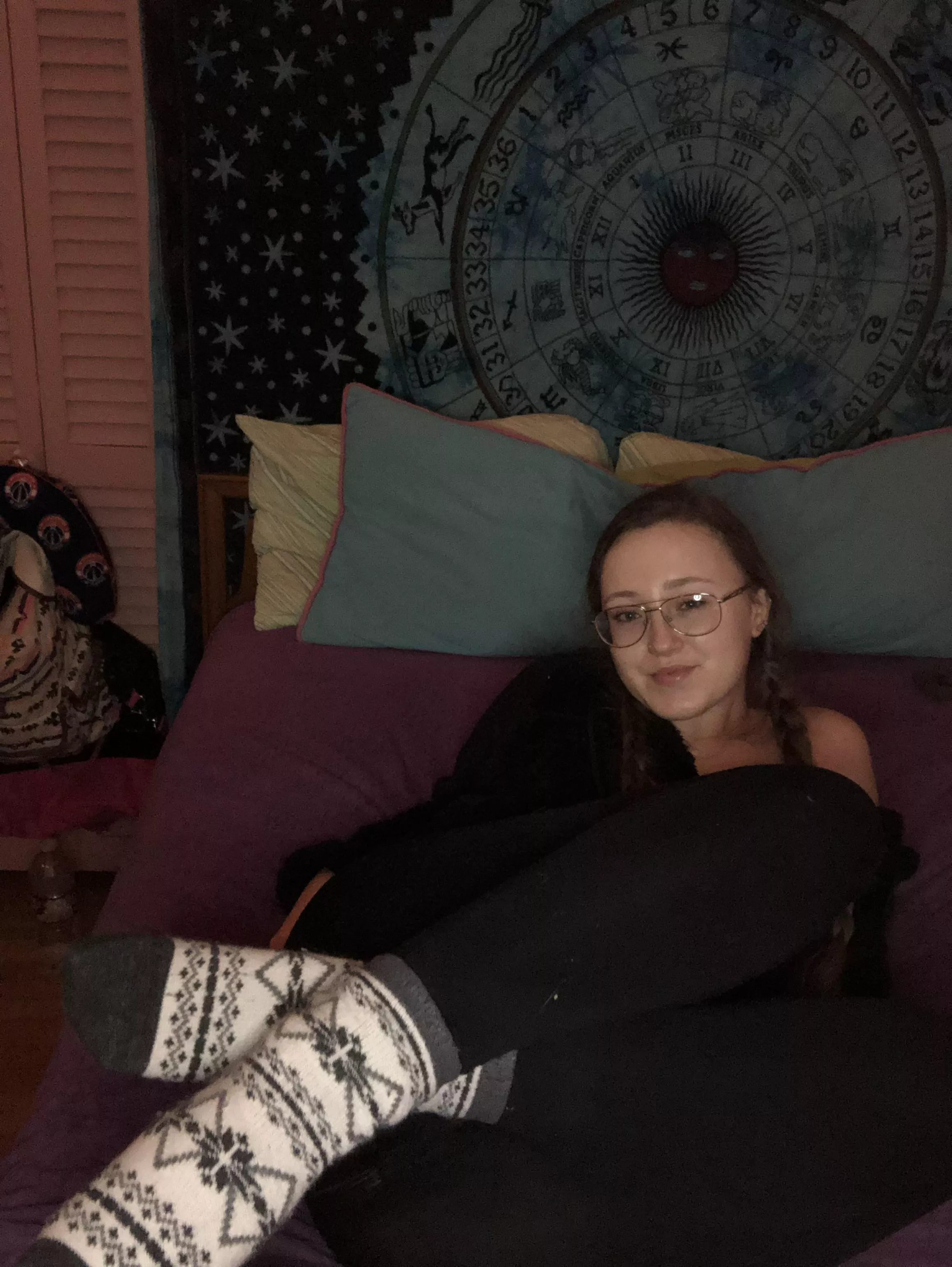 Pigtail braids and thick warm socks 😋